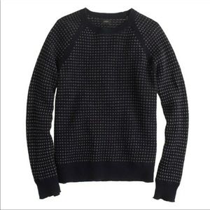 J CREW 100% Wool Grid Patterned Galloway Norweigan Sweater - Navy size L